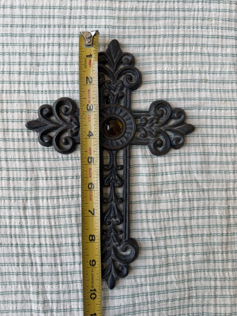 Source Unknown Brown Ornate Wall Cross with Amber Accent